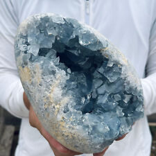 6.9lb Large Natural Blue Celestite Crystal Geode Quartz Cluster Mineral Specimen picture