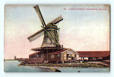A Dutch Windmill Rotterdam Holland Nieuwe Maas Netherlands Vintage Postcard E4 picture