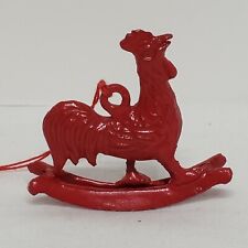 RARE Vintage Red Enamel Metal Rooster Rocking Ornament  picture