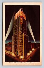 Akron OH-Ohio, First Central Trust Building Night View, Antique Vintage Postcard picture