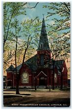 c1910 First Presbyterian Church Exterior Building Lincoln Illinois IL Postcard picture