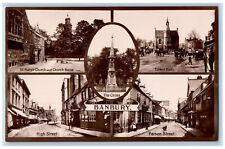 Banbury Oxfordshire England Postcard Church Town Street c1940's Multiview picture
