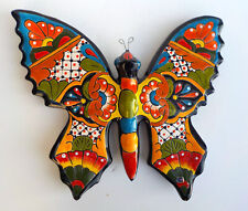 MEXICAN TALAVERA POTTERY BUTTERFLY WALL DECOR SCULPTURE 13 1/2