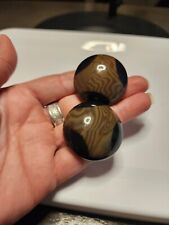 2 Large Domed Brown And Black Celluloid Buttons Vintage Estate 1 3/4
