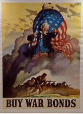 Rare Original N.C. Wyeth 1942 Buy War Bonds WWII Poster picture