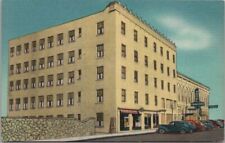 CARLSBAD, New Mexico Postcard CRAWFORD HOTEL Street View / Linen c1940s Unused picture