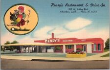 ALHAMBRA, California LINEN Postcard 