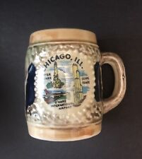 Vintage Chicago Illinois Print 2.5” Miniature Japan Mug Collectible Travel Theme picture