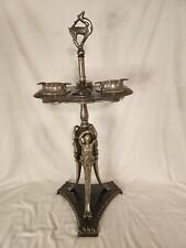 Antique Art Deco 3 Ladies Figural Smoking Stand c1920 w/ Stag Finial picture