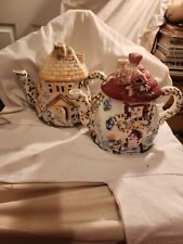 (2) Vintage Fairyland, Flower Teapots, Wax/oil Light Warmers picture
