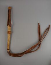 Vintage Cowboy Riding Horse Leather Braided Quirt Whip with Wrist Loop - 33