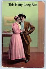 Huntley Illinois IL Postcard Couple Romance This Is My Long Suit 1911 Antique picture