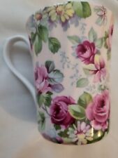 Allyn Nelson Collection BONE CHINA Rose & Daisy Chintz On Pink COFFEE MUG Only picture