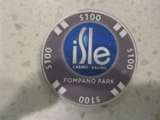$100 Isle Casino Racing Pompano Park Chip Gray + FREE Las Vegas Poker Chip picture