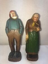 Vtg PAIR 1940-50’s? Burwood OLD MAN BABUSKA WOMAN COUPLE Figurines picture