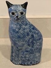 Vintage 1980s Enesco Sponge Painted Blue Cat Figure picture