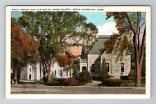 South Weymouth MA-Massachusetts Library Old South Union Church Vintage Postcard picture