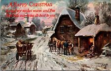 Tuck Christmas Postcard Antique Country Village Blacksmith Winter Oilette 9812 picture