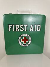 VINTAGE 1950 AMERICAN NATIONAL RED CROSS WALL MOUNTED FIRST AID,STOCKED + MUSLIN picture