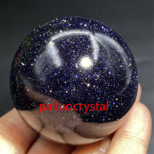 1pc blue Gold Sand Ball Quartz Crystal Sphere Reiki Healing Gem 40mm+ picture