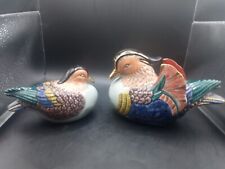 Rare Vintage Kutani Porcelain Japanese Hand Painted Mandarin duck Figurines picture