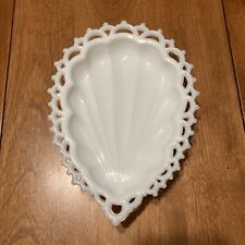 Vintage Westmoreland White Milk Glass Lace Edge Shell Dish High Delicate Details picture