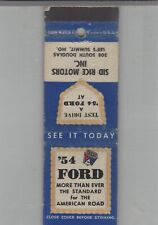 Matchbook Cover 1954 Ford Dealer Sid Rice Motors Lee's Summit, MO picture