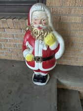 Vintage Poloron Christmas Santa Claus Blow Mold 31 in Tall Metal Stem Gold Beard picture