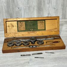 Vintage Greenfield Little Giant No. 1 Screw Plate Tap Die Tool Set Wood Case picture