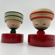 Rare Sousaku (Creative) kokeshi japanese wooden doll Koma Spin top K100 Pair set picture