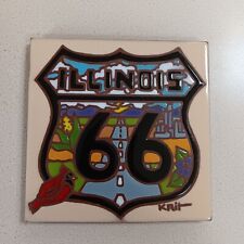 Vintage Illinois Route 66 Colorful Ceramic Tile Very Nice picture