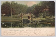 BRIDGE IN FARLOW PARK, NEWTON MASSACHUSETTS, ROTOGRAPH POSTCARD c. 1909 picture