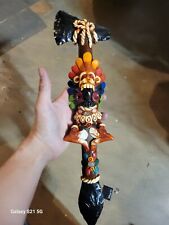 MEXICAN AZTEC MAYAN Onyx / Obsidian Stones WARRIOR AXE SHAPED HANDMADE FIGURINE picture