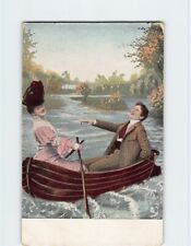 Postcard Love/Romance Greeting Card with Lovers Canoeing Picture picture