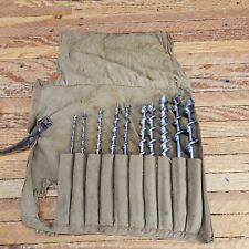 Vintage Dunlap Irwin set of 10 Auger Woodworking Hand Drill Brace Bits picture