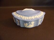 Wedgwood Blue Jasperware Covered Trinket Dish Made In England picture
