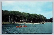 Lake Lawn Lodge On Delavan Lake Wisconsin Vintage Unposted Canoeing picture