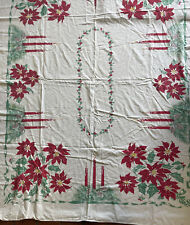 California Handprints Christmas Tablecloth Poinsettia Candles Pinecone 59