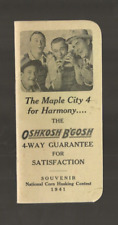 1941 CORN HUSKING CONT. OSHKOSH B'GOSH NOTE PAD UNUSED, MAPLE CITY 4 FOR HARMONY picture
