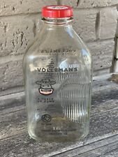 Glass Milk Bottle Container with Side Grip 2Qt Half Gallon Jugs Old Fashioned picture