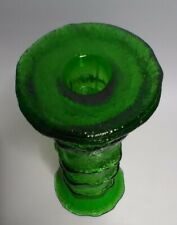 Vtg.E.O. Brody Co. 1950's-1988 Green Crinkle Glass Double Use Candlestick/Vase picture