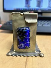 Gary Rosenthal Small  Tzedakah Box with Fused Glass Copper & Steel Jewish Art picture
