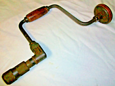 Antique Vintage Hand Held Crank Drill Wood Handle & Turn Knob picture