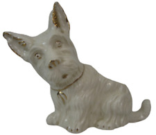 Vintage 1940s scottish terrier scotty scottie ceramic planter white w gold picture