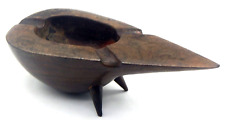 Vintage African Hand Carved Primitive Heavy Solid Wood Unique Ashtray picture