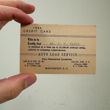 Vintage c.1940s AUTO LOAN SERVICE Co. Paper Credit Card Washington, DC picture