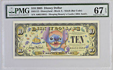 2005 Disney Dollar $10 Disneyland Block A Stitch (Bar Code) PMG 67 picture