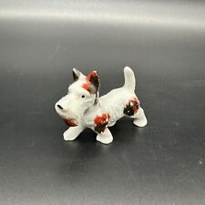 Vintage Scotty Terrier Dog Japan Ceramic Puppy 1950s Spots White Brown Kitschy picture