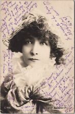 1904 Actress SARAH BERNHARDT Real Photo RPPC Postcard Close-Up *Writing on Front picture
