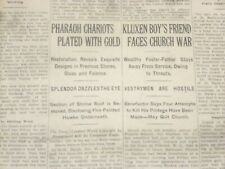1923 DECEMBER 24 NEW YORK TIMES - PHARAOH CHARIOTS PLATED WITH GOLD - NT 9226 picture